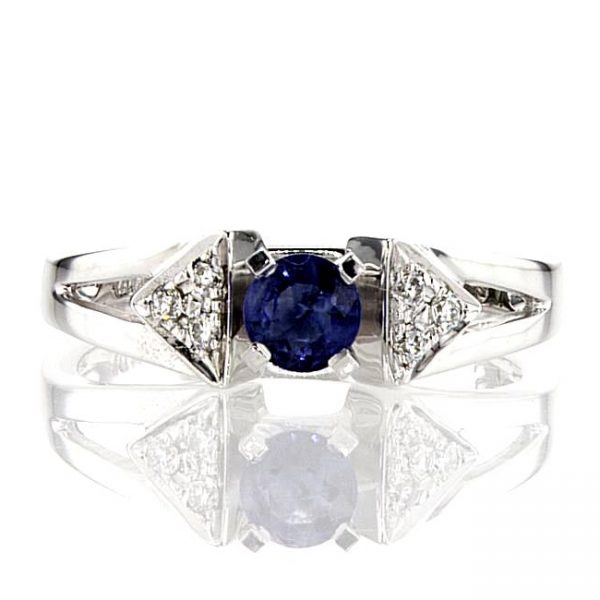 טבעת אבן חן ספיר כחול ויהלומים