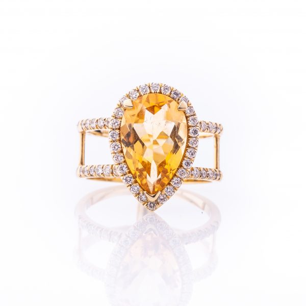 טבעת 53 יהלומים – ציטרין צהוב